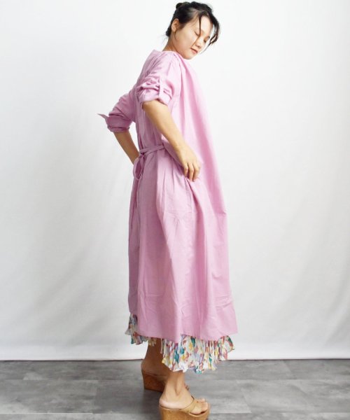 ARGO TOKYO(アルゴトウキョウ)/Color Cotton Shirt Onepiece 29086 カラーコットンシャツワンピース　シャツワンピース　ロングワンピース　ワンピース　マキシワンピ/img08