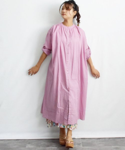 ARGO TOKYO(アルゴトウキョウ)/Color Cotton Shirt Onepiece 29086 カラーコットンシャツワンピース　シャツワンピース　ロングワンピース　ワンピース　マキシワンピ/img10