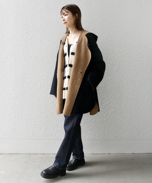 SHIPS any: リバー フーディー ポンチョ ハーフ コート SHIPS any リバー ポンチョ