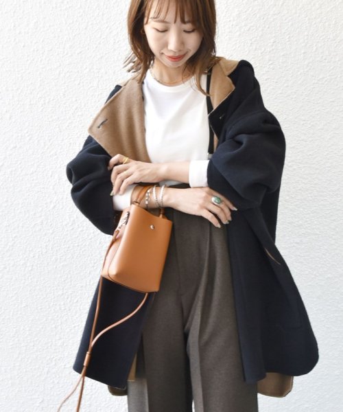 SHIPS any: リバー フーディー ポンチョ ハーフ コート SHIPS any リバー ポンチョ