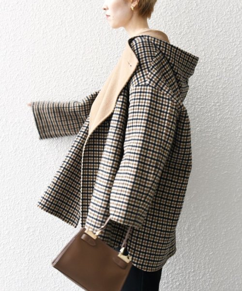 SHIPS any: リバー フーディー ポンチョ ハーフ コート SHIPS any リバー ポンチョ