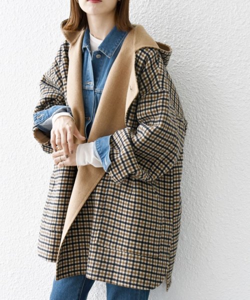 SHIPS any: リバー フーディー ポンチョ ハーフ コート SHIPS any リバー ポンチョ