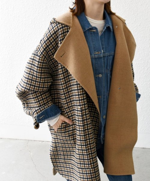 SHIPS any: リバー フーディー ポンチョ ハーフ コート SHIPS any リバー ポンチョ