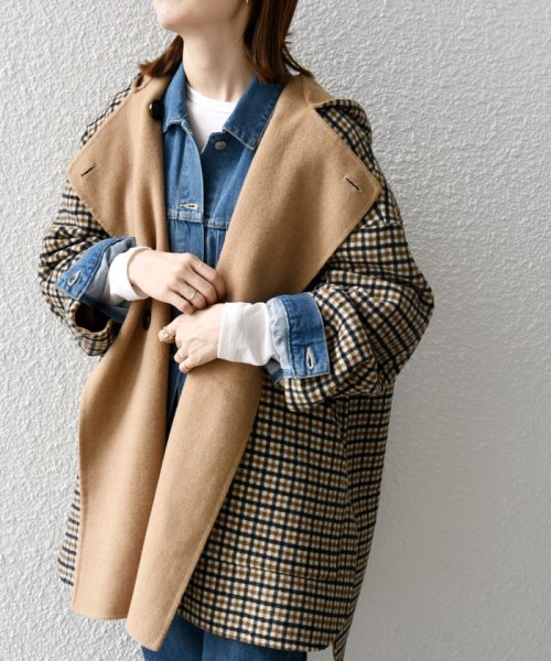 SHIPS any: リバー フーディー ポンチョ ハーフ コート SHIPS any リバー ポンチョ