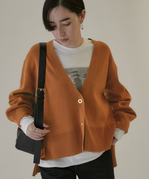 スウェットライクメタルボタンVネックカーディガン【洗える】 着用サイズ ■モデル身長