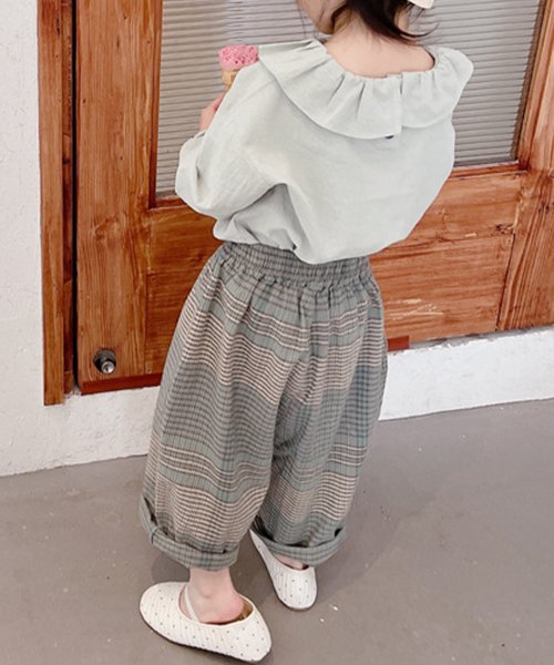 aimoha(aimoha（アイモハ）)/aimoha－KIDS－ 韓国子供服ハイウェストチェック柄テーパードパンツ/img13