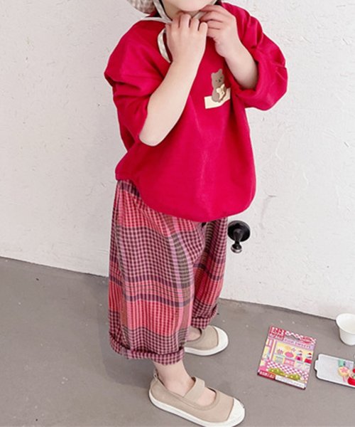aimoha(aimoha（アイモハ）)/aimoha－KIDS－ 韓国子供服ハイウェストチェック柄テーパードパンツ/img15