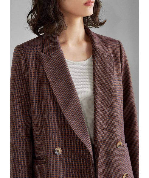 【LUXE】グレンチェック柄ダブルジャケットB ベージュ