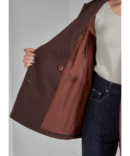 【LUXE】グレンチェック柄ダブルジャケットB ベージュ