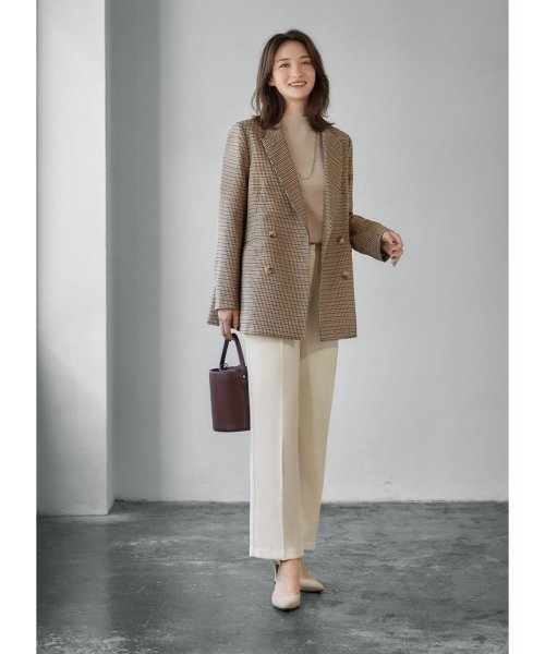 【LUXE】グレンチェック柄ダブルジャケットB ベージュ