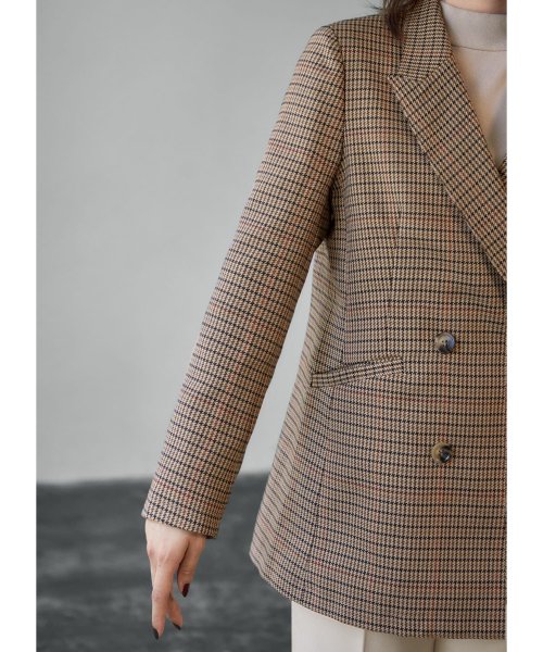 【LUXE】グレンチェック柄ダブルジャケットB ベージュ