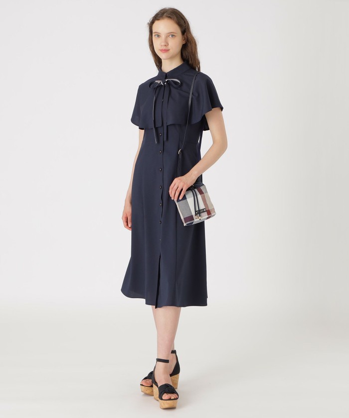 美品⭐️クレストブリッジ　チェック　ネイビー　M ウエストリボン　洗える クレストブリッジチェックキャンバス巾着(505397724)｜阪急百貨店公式