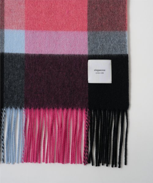 【elegancese / エレガンセーゼ】check wave マフラー ストール ピュアカシミヤ カシミヤ100% フリンジ 大判 チェックEL－05 マフラー・スカーフ・ストール EI2778195675(21450円)