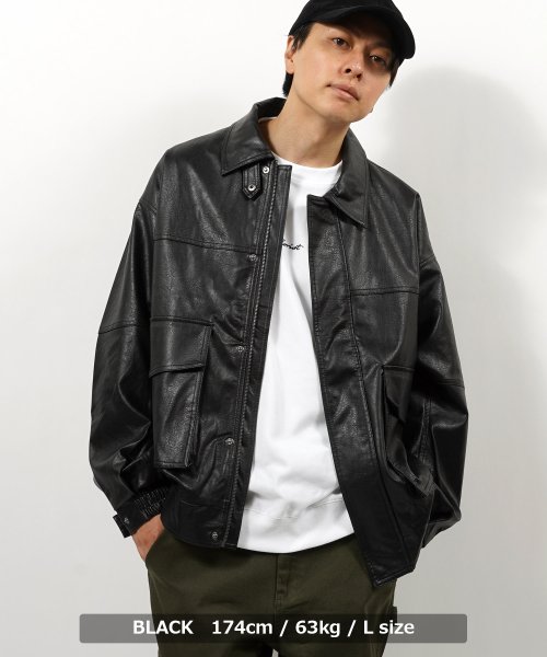 1111clothing(ワンフォークロージング)/PUレザー ジャケット メンズ a－2 ジャケット レディース オーバーサイズ ジャケット ビッグシルエット ブルゾン アウター トップス 長袖 大きいサイズ /img11