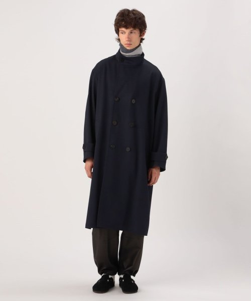 ウールギャバジンスタンドカラー トレンチコート 