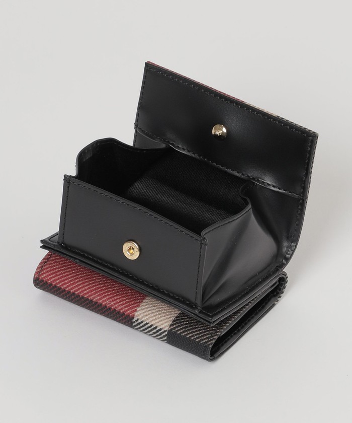 パーシャルクレストブリッジチェックPVC三つ折り財布(505539248)｜阪急