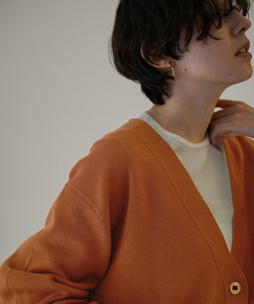 スウェットライクメタルボタンVネックカーディガン【洗える】 着用サイズ ■モデル身長