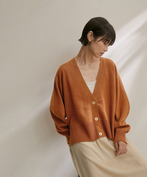 スウェットライクメタルボタンVネックカーディガン【洗える】 着用サイズ ■モデル身長