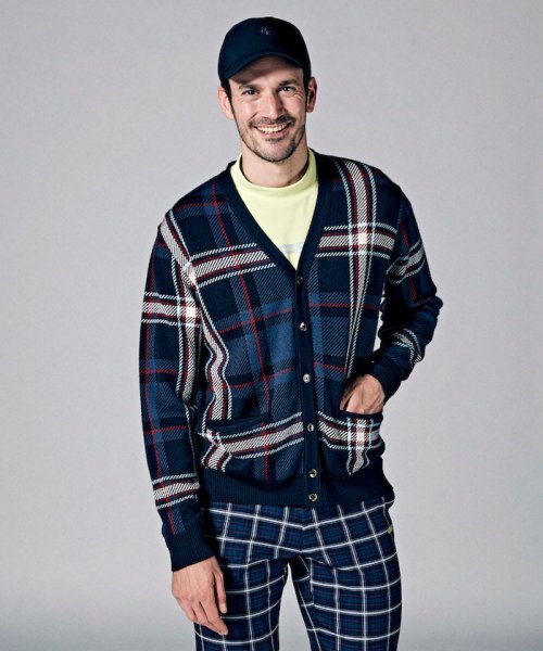 【本田圭佑着用】Kinloch Andersonチェック長袖ニットカーディガン【アウトレット】 Kinloch Anderson/キンロックアンダーソン