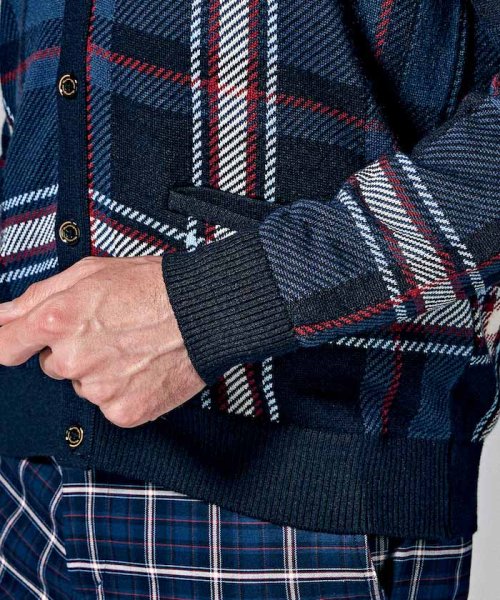 【本田圭佑着用】Kinloch Andersonチェック長袖ニットカーディガン【アウトレット】 Kinloch Anderson/キンロックアンダーソン