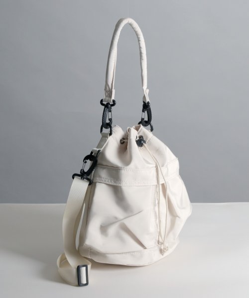 MAISON mou(メゾンムー)/【recomend selection/セレクト】double pocket drawstring bag ダブルポケット巾着 2way バッグ/img01