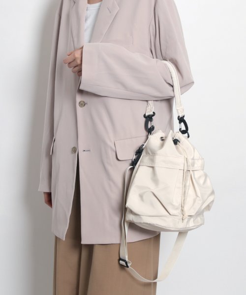 MAISON mou(メゾンムー)/【recomend selection/セレクト】double pocket drawstring bag ダブルポケット巾着 2way バッグ/img02