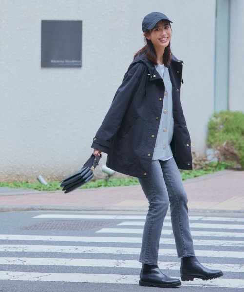 【洗える/撥水加工】ブライトウェザークロス フーテッド アウター 