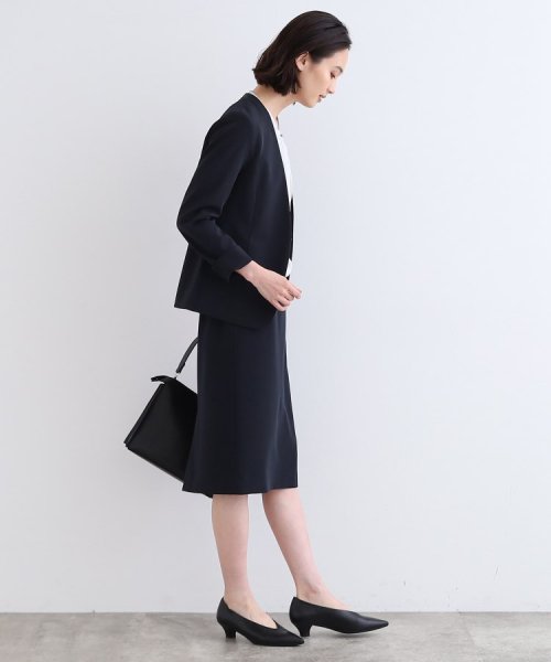 【定番スーツ/洗える/UVケア】ストレッチノーカラージャケット 