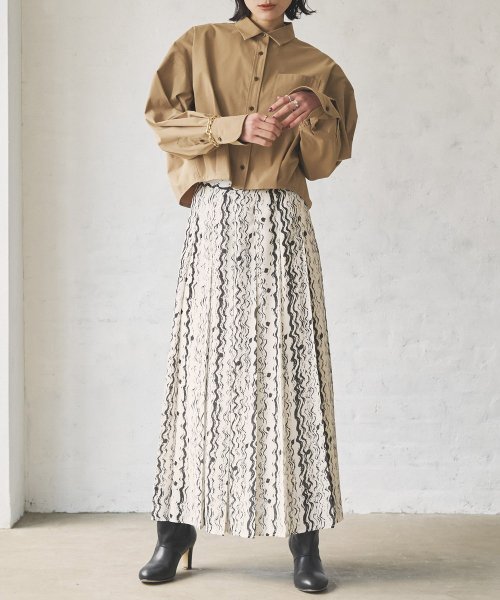 【Audrey and John Wad】ペイントライクワンウェイプリーツスカート ヒップ95 2cm H164 B79 W58 H82