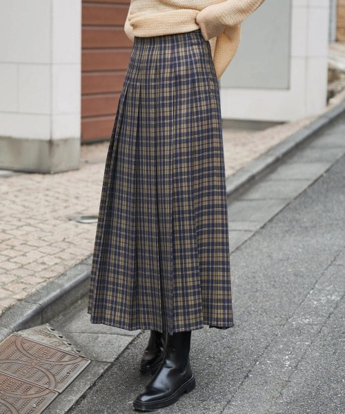 【Audrey and John Wad】オーバーチェックプリーツスカート 