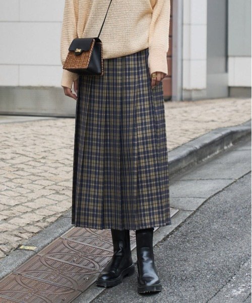 【Audrey and John Wad】オーバーチェックプリーツスカート 