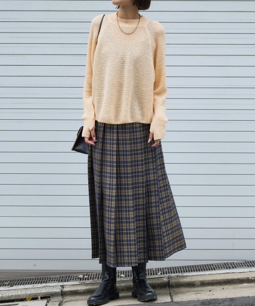 【Audrey and John Wad】オーバーチェックプリーツスカート 
