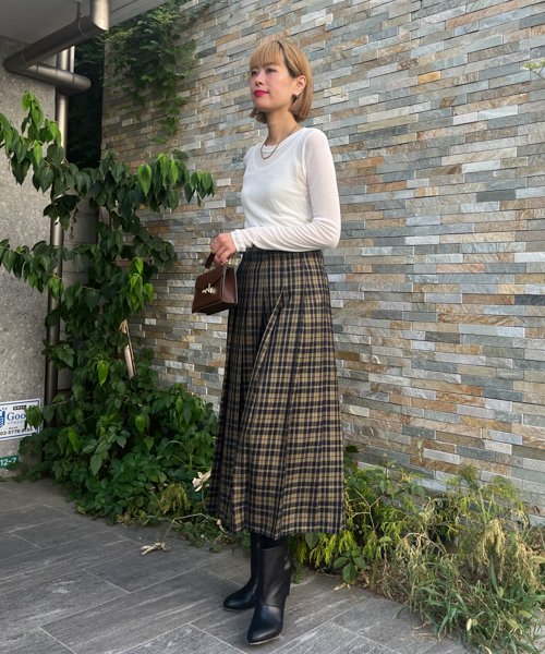 【Audrey and John Wad】オーバーチェックプリーツスカート 