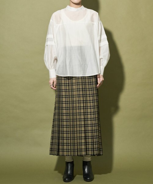 【Audrey and John Wad】オーバーチェックプリーツスカート 