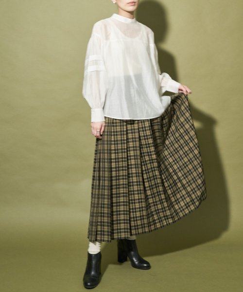【Audrey and John Wad】オーバーチェックプリーツスカート 