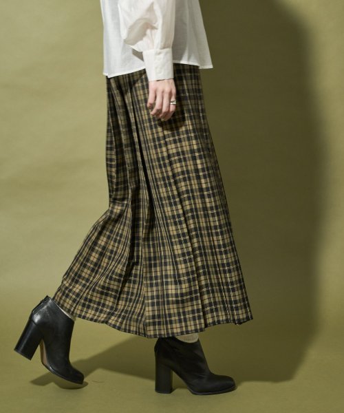 【Audrey and John Wad】オーバーチェックプリーツスカート 