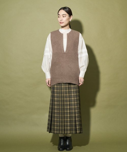 【Audrey and John Wad】オーバーチェックプリーツスカート 