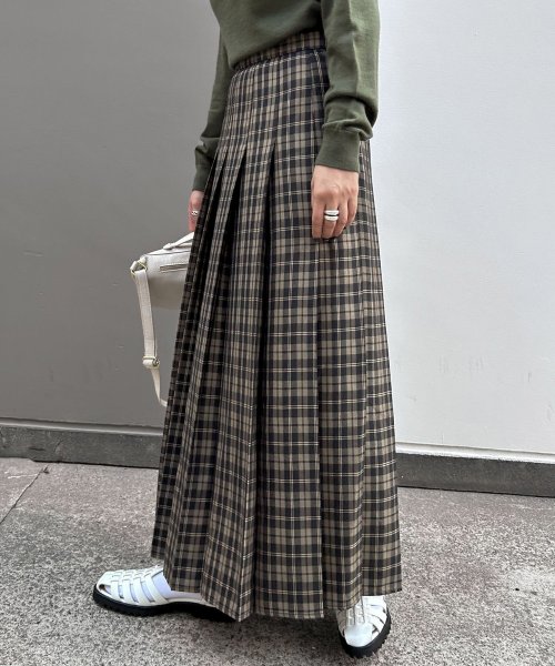 【Audrey and John Wad】オーバーチェックプリーツスカート 