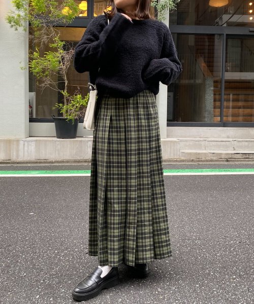 【Audrey and John Wad】オーバーチェックプリーツスカート 