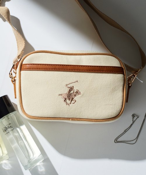 BEVERLY HILLS POLO CLUB(ビバリーヒルズポロクラブ)/【BEVERLY HILLS POLO CLUB】バッグ ショルダーバッグ  キャンバス 刺繍 ワンポイント　ロゴ リボン ミニショルダー BH1009N/img01