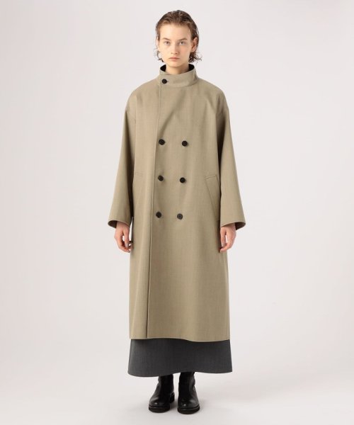 ウールギャバジンスタンドカラー トレンチコート 