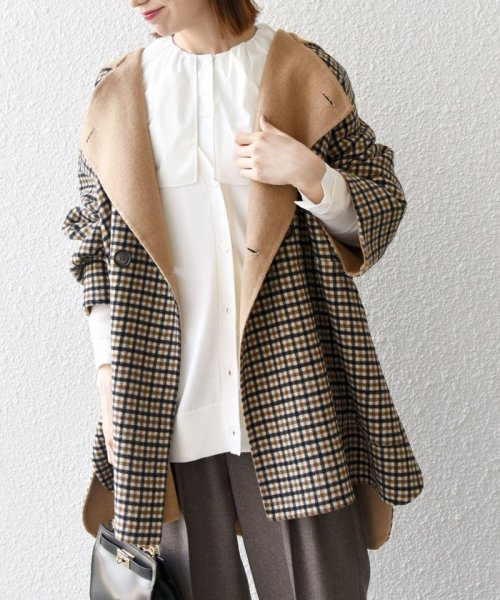 SHIPS any: リバー フーディー ポンチョ ハーフ コート SHIPS any リバー ポンチョ