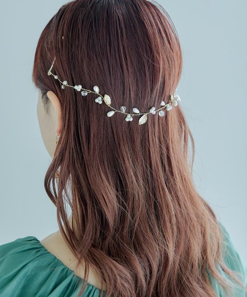 niana(ニアナ)/niana ニアナ パーティー ドレス ヘアピン コーム ヘアアクセ アクセサリー リーフ パール ビーズ 小粒 ゴールド シルバー 結婚式 披露宴 二次会 2/img02