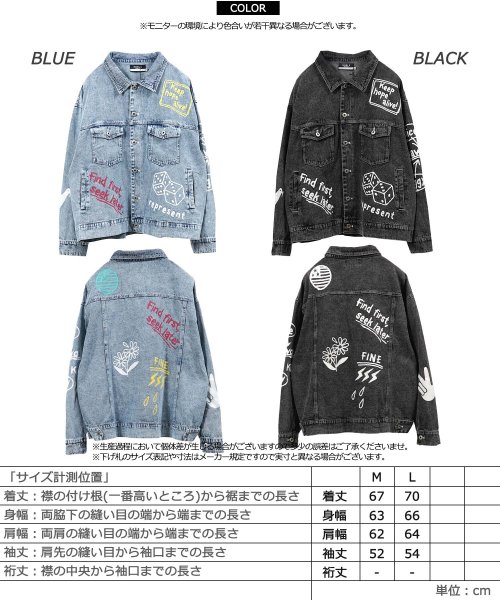 1111clothing(ワンフォークロージング)/デニムジャケット メンズ gジャン レディース ワンポイント イラスト サイコロ フラワー ジージャン オーバーサイズ ジャケット ビッグシルエット ブルゾン /img02