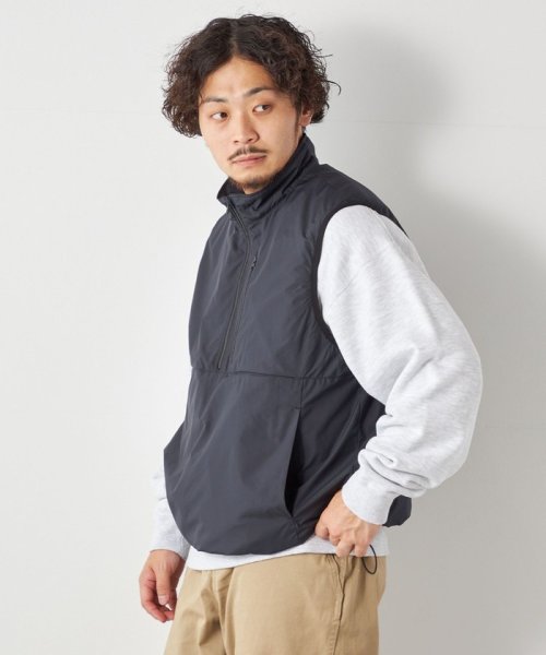 SHIPS any: 〈軽量・撥水・防風〉PERTEX(R) ハーフジップ ベスト (セットアップ対応)◇ 撥水 防風〉PERTEX セットアップ対応 QUAMTUM SHIPS トラックジャケット トラックパンツ ◆〈軽量