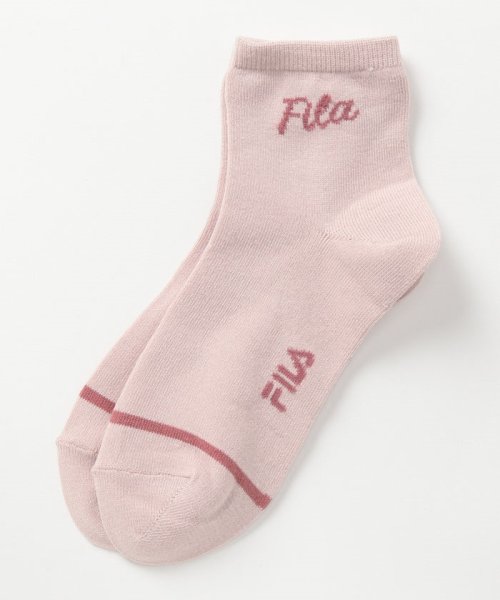 FILA socks Ladies(フィラ　ソックス　レディース)/無地 筆記体ロゴ ショートソックス　レディース/img01