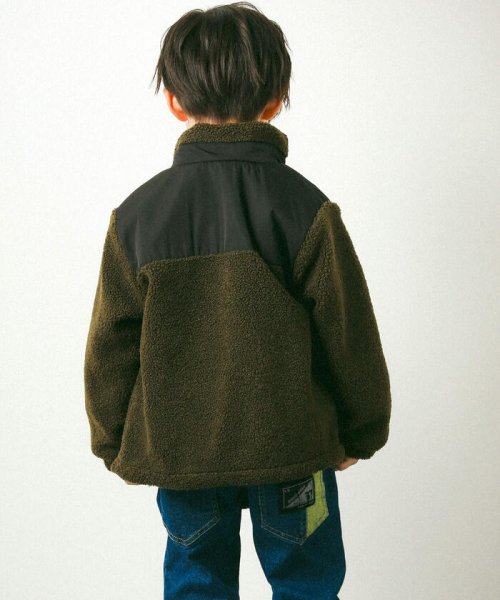 BeBe Petits Pois Vert(ベベ プチ ポワ ヴェール)/ボア＋タフタ切り替えジャケット(95~150cm)/img04