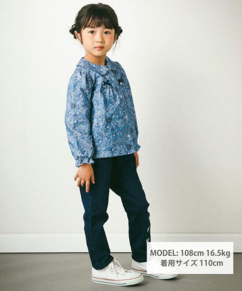 BeBe Petits Pois Vert(ベベ プチ ポワ ヴェール)/ネル起毛コットン花柄ブラウス(95~150cm)/img01