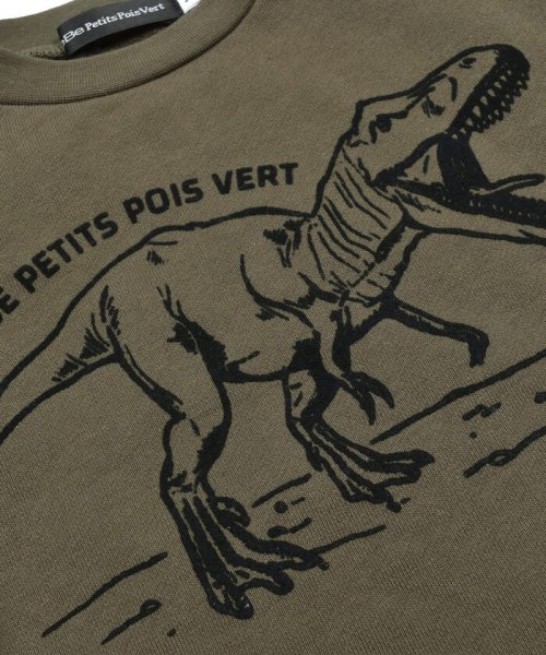 BeBe Petits Pois Vert(ベベ プチ ポワ ヴェール)/ウラゲ＋格子キルトジャガード恐竜トレーナー(95~150cm)/img08