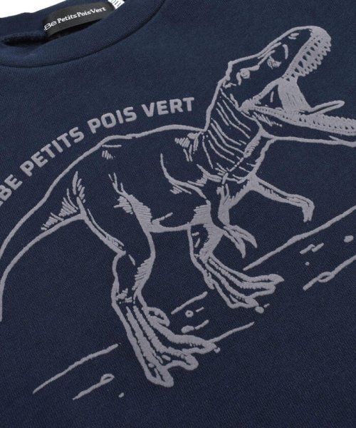 BeBe Petits Pois Vert(ベベ プチ ポワ ヴェール)/ウラゲ＋格子キルトジャガード恐竜トレーナー(95~150cm)/img15